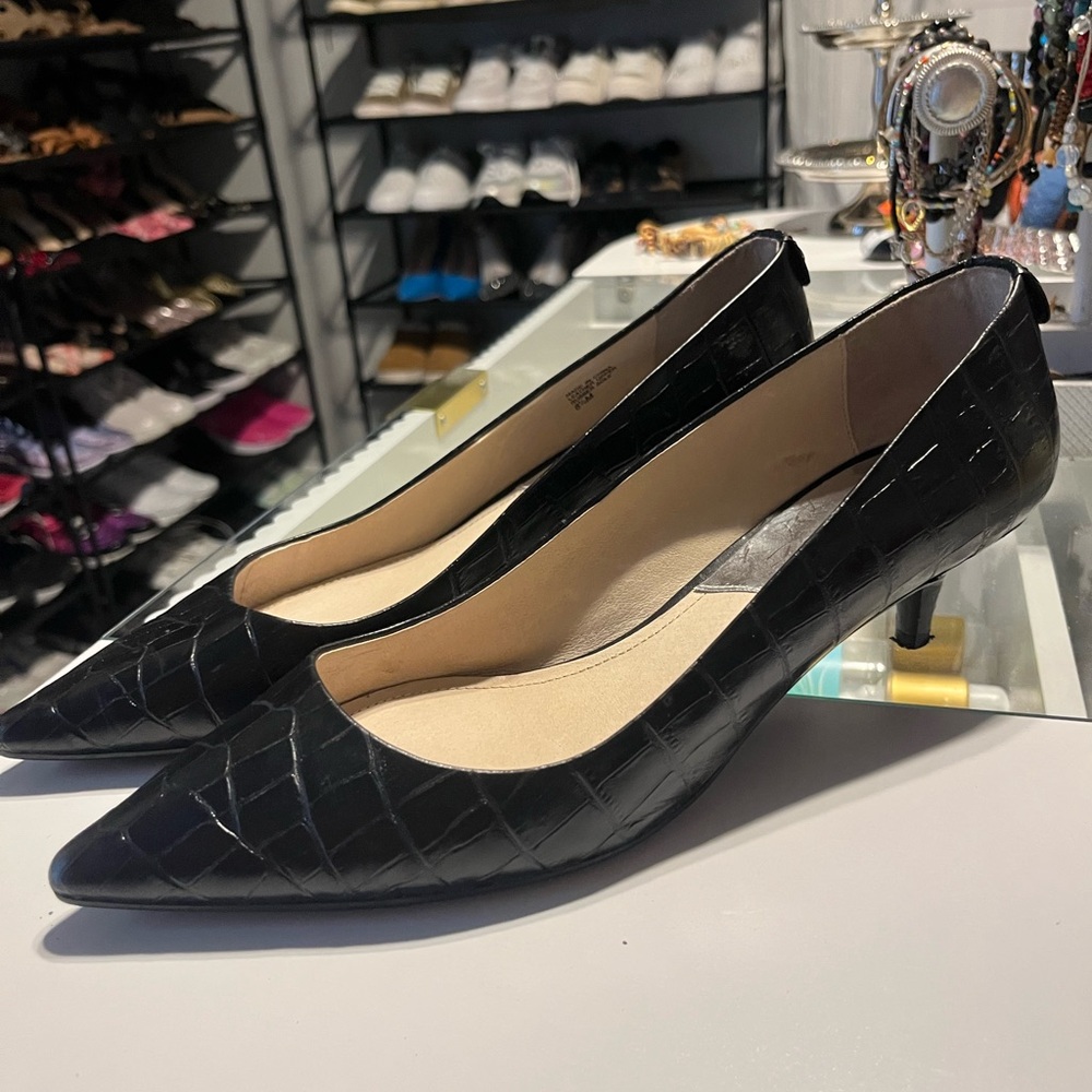 Michael Kors Black Croc-Pattern Heels